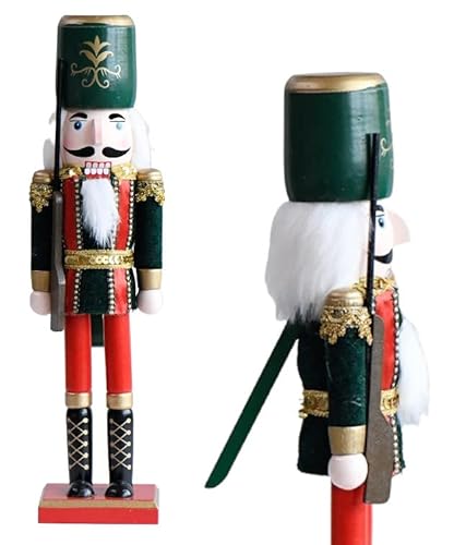 Happenings Nussknacker Weihnachten Soldat Figur Traditionelle Holz Nussknacker Ornament Geschenk 38cm (Gewehr) von Happenings