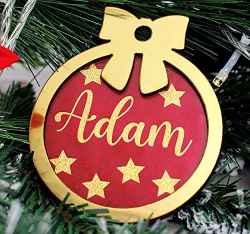 Personalisierte Weihnachtsdekoration Anpassbare Weihnachtskugeln Hängende Baumschmuck Weihnachtskugel mit Namen Glamour (Gold) von Happenings