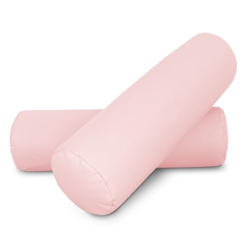 Happers Nackenrolle 2er-Pack 50x15cm aus Kunstleder Rosa. Nackenkissen zur Linderung von Haltungsschmerzen oder zum Schlafen von Happers