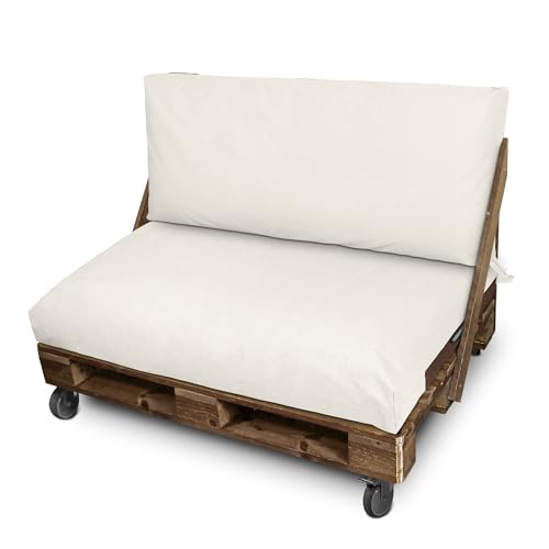 Happers Palettenkissen aus wasserdichtem Naylim für den Außenbereich 120x80 + 120x45 Ecru von Happers