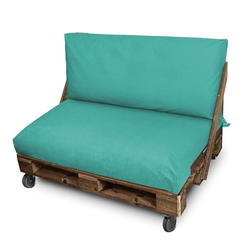Happers Palettenkissen aus wasserdichtem Naylim für den Außenbereich 120x80 + 120x45 Türkis von Happers