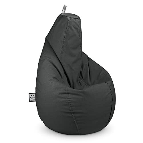 Happers Sitzsack XXL Modell Birne aus mattem Naylim Grau. Outdoor und Indoor von Happers