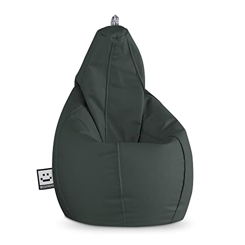 Happers Sitzsack Birne aus Kunstleder Indoor Grau XL von Happers