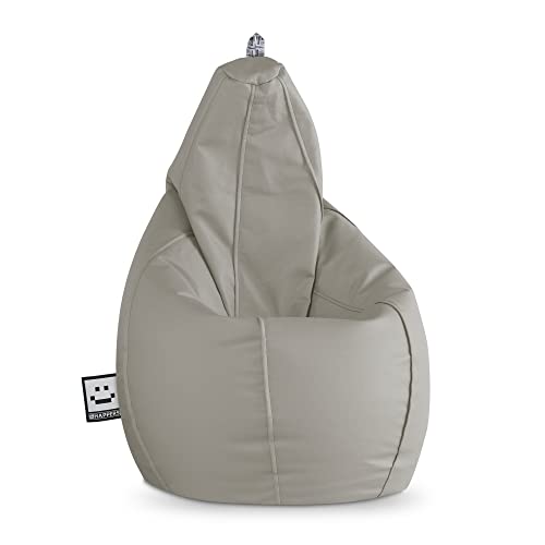 Happers Sitzsack Birne aus Kunstleder Indoor Hellgrau XXL von Happers