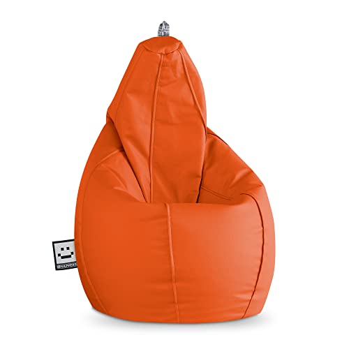 Happers Sitzsack Birne aus Kunstleder Indoor Orange XXL von Happers