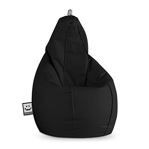 Happers Sitzsack Birne aus Kunstleder Indoor Schwarz XXL von Happers