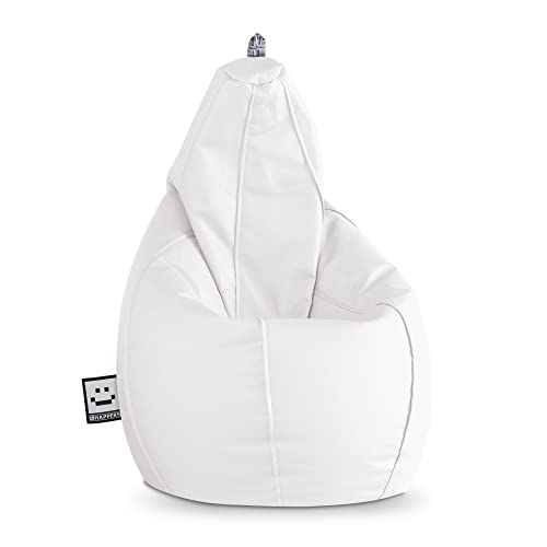 Happers Sitzsack Birne aus Kunstleder Indoor Weiß XL von Happers