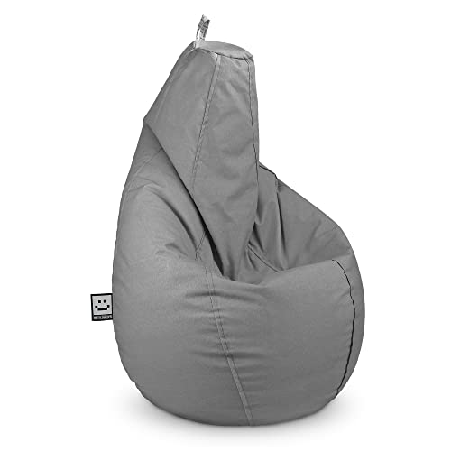 Happers Sitzsack Erwachsene Modell Birne XL aus mattem Naylim Hellgrau. Outdoor und Indoor von Happers