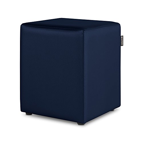 Happers Sitzwürfel aus Kunstleder Marineblau. Sitzhocker und Fußstütze für das Wohnzimmer oder Schlafzimmer von Happers