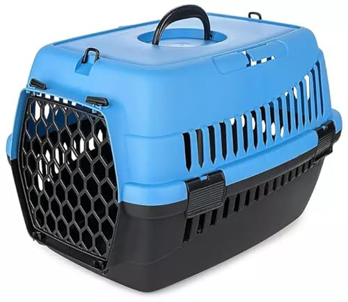 HAPPET ABBA M Robuster Transporter für Katzen und kleine Hunde, tragbarer Transporter mit Griff und Belüftung, blau HAPPET ABBA M Robuster Transporter für Katzen und kleine Hunde, tragbarer Transporter mit Griff und Belüftung, blau von Happet
