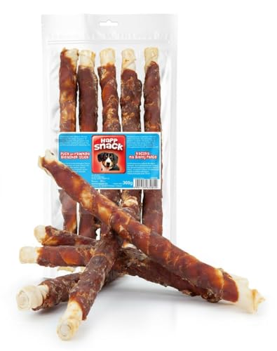 HAPPET Ente auf weißem Stab 5 Stück - große Hundebeißhaken 25 cm - natürliche Rinderhaut Knochen eingepackt mit Entenfleisch - gesunder dental Snack HAPPET Ente auf weißem Stab 5 Stück - große Hundebeißhaken 25 cm - natürliche Rinderhaut Knochen eingepackt mit Entenfleisch - gesunder dental Snack von Happet