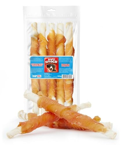 HAPPET Hähnchen auf weißem Stab 5 Stück - große Hundebeißetiere 25 cm - natürliche Rinderhaut Knochen eingepackt mit Hühnerfleisch - Gesunder Dental Snack HAPPET Hähnchen auf weißem Stab 5 Stück - große Hundebeißetiere 25 cm - natürliche Rinderhaut Knochen eingepackt mit Hühnerfleisch - Gesunder Dental Snack von Happet