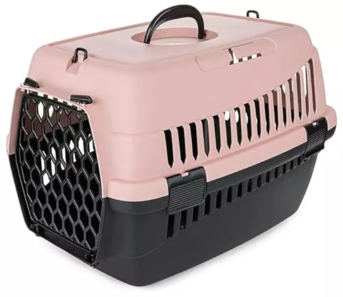 HAPPET Robuster Tiertransporter ABBA M für Katzen und kleine Hunde, tragbarer Transporter mit Griff und Belüftung, pink HAPPET Robuster Tiertransporter ABBA M für Katzen und kleine Hunde, tragbarer Transporter mit Griff und Belüftung, pink von Happet