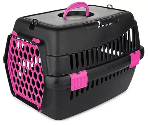 HAPPET Tiertransporter TEDDY M Fuchsia - Reisekorb für Katzen und kleine Hunde, belüfteter Käfig mit abnehmbaren Türen, Clips und Griff HAPPET Tiertransporter TEDDY M Fuchsia - Reisekorb für Katzen und kleine Hunde, belüfteter Käfig mit abnehmbaren Türen, Clips und Griff von Happet