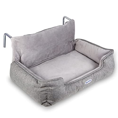 Happi N Pets Katzenbett für Heizungen, Kuschelige Katzenheizungsliege, Verstellbarer Haken für Verschiedene Heizungen, Katzenhängematte für Heizungen-Grau von Happi N Pets