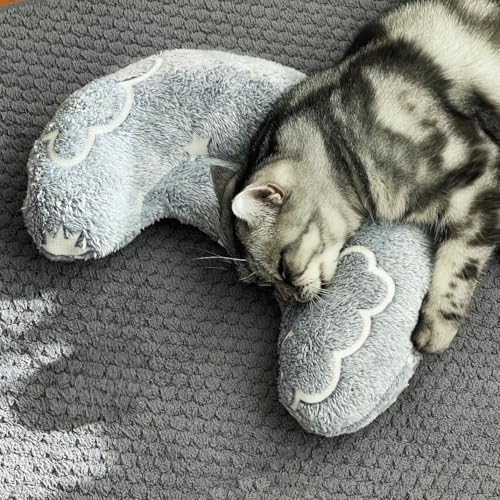 Happi N Pets Großes Katzenkissen für Hauskatzen, flauschiges und gemütliches Katzenberuhigungskissen, leuchtendes Haustier-Nackenkissen, halber Donut zur Gelenkentlastung, Schlafverbesserung von Happi N Pets