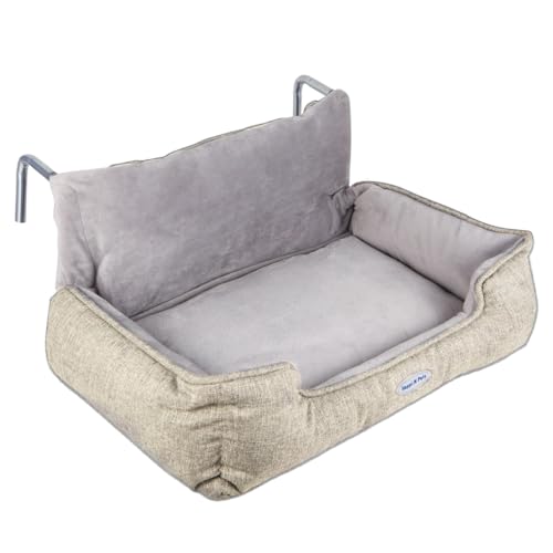 Happi N Pets Katzenbett für Heizungen, Kuschelige Katzenheizungsliege, Verstellbarer Haken für Verschiedene Heizungen, Katzenhängematte für Heizungen,Beige von Happi N Pets
