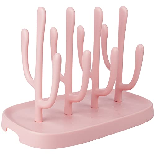 Babyflaschen-Abtropfgestell, klein, tragbar, für Trinkbrustwarzen, Tassen, Pumpteile und Zubehör (Pink) von Happiddler