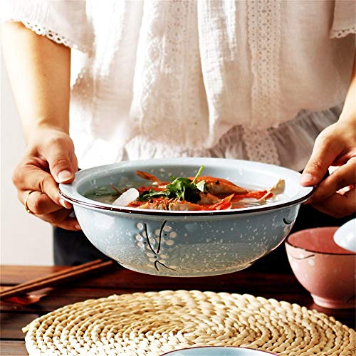 Happiness Tableware LIXUE Große Suppe Ramen Nudelschale Kreative Obstsalat Mischen Servierschale Handgemalte Kirschblüten Keramik Geschirr Ofen Mikrowelle Safe 9 Zoll (Color : Blue) von Happiness Tableware