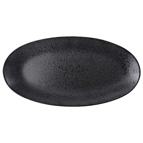 Happiness Tableware LIXUE Japanische Keramik Glasur Oval Keramik Teller Dish Sushi Platte Kreative Haushalt Große Gedämpft Fischplatte Platte Schwarz Oval (Size : 14 inches) von Happiness Tableware