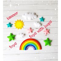 Filzspielzeug Regenbogen Dekoration Kinderzimmer Girlande Stern Wolke Banner Ornament Hängende Spielzeug Dekor von HappinessBabyToys