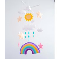 Regenbogen Baby Mobile Sonne Wolken Junge Handgemachte Mädchen Baby-Dusche Kinderzimmer von HappinessBabyToys