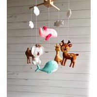 Tiere Mobile Flugzeug Baby Krippe Kinderzimmer Rosa Filz Baby-Dusche-Geschenk Mädchen Coustom von HappinessBabyToys