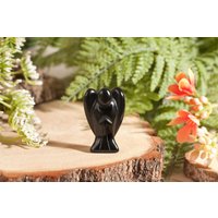 Obsidian Engel | Schwarzer Aus Schwarzem Geschnitzter Edelsteinengel Obsidianengel von HappinessandLoveDE