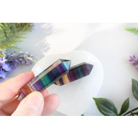 Regenbogenfluorit Doppelspitze | Fluorit Meditation Kristall Doppelender Spitze von HappinessandLoveDE