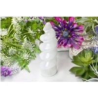 Selenit Spirale Groß | Spiralsäule Spiralturm Grosser Fair Gehandelt von HappinessandLoveDE