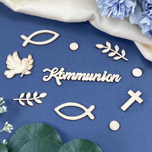 Streudeko Kommunion Deko Tischdeko Kommunion 120 Stück, Erstkommunion Deko Holz, Holzfische Schriftzug mit Streudeko Fisch Kreuz Taube Ähren Tupfen Deko Kommunion mädchen Junge Streudeko Kommunion Deko Tischdeko Kommunion 120 Stück, Erstkommunion Deko Holz, Holzfische Schriftzug mit Streudeko Fisch Kreuz Taube Ähren Tupfen Deko Kommunion mädchen Junge von Happirra
