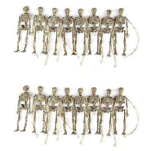 Happlignly 16-Teiliges Mini-Skelett-Statuen-Requisiten-Trick-Zubehör, DIY-Skelett-Menschliches Skelett-Set von Happlignly