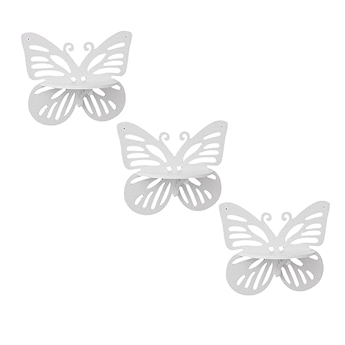 Happlignly Schmetterlings-Wanddekorationen, Schlafzimmer, Wohnzimmer, Dekoratives Schwebendes Regal, Wandregale mit Regalen Ohne Stanzen von Happlignly