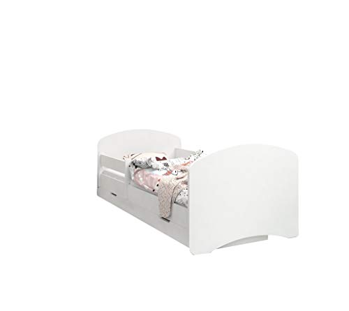 Happy Babies - Doppelseitiges Kinderbett MIT SCHUBLADE Modernes Design mit sicheren Kanten und Absturzsicherung Schaumstoffmatratze 7 cm. (180x90, 89. Kein Motiv) von Happy Babies