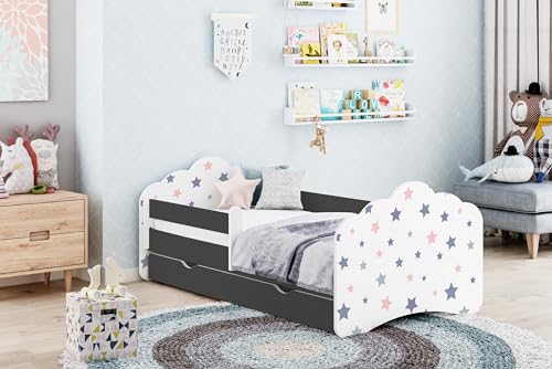 Happy Babies MOBI - Kinderbett 80x160 mit Matratze Kinderzimmer Bett mit Rausfallschutz & Bettkasten Kinder-Bett für Mädchen von Happy Babies