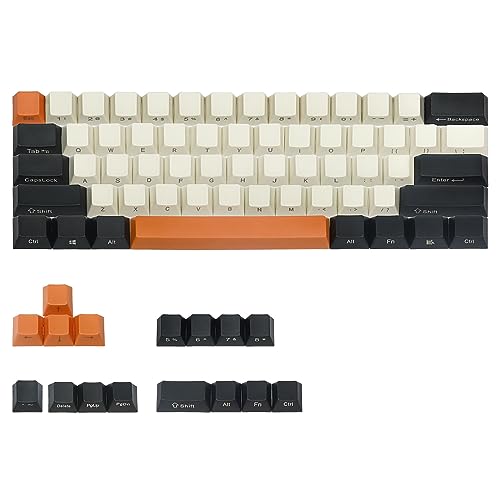 Happy Balls 60% Keycaps Side Printed PBT Keycap Set 60% SeMi Profile Thick Cherry MX Key Caps with Key Puller for US ANSI Layout 61 68 60% MX Switches Mechanical Keyboard (Carbon) von Happy Balls