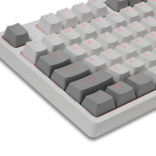 Happy Balls PBT Keycaps Backlit Doubleshot Keycap Set OEM Profil Translucent Cherry MX Key Caps mit Keycaps Halter und Abzieher für 61 87 104 108 MX Switches Mechanical Keyboard (Grey White Combo) von Happy Balls