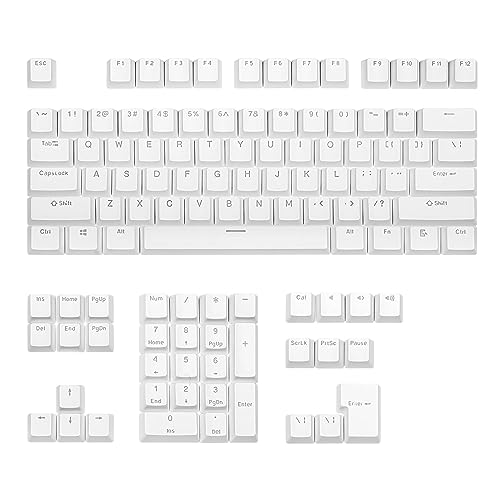 Happy Balls PBT Keycaps Backlit Doubleshot Keycap Set OEM Profile Translucent Cherry MX Key Caps mit Keycaps Halter und Abzieher für 104/87 TKL/60%/108 MX Switches Mechanical Keyboard (weiß) von Happy Balls