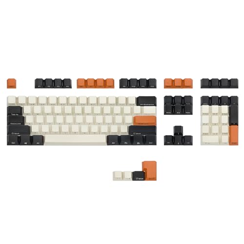 Happy Balls PBT Keycaps Seiten-/Frontdruck Keycap Set Semi Profile Non-Backlit Dicke Cherry MX Key Caps mit Key Puller für 60%/87 TKL/104/108 MX Switches Mechanische Tastatur (Carbon) von Happy Balls