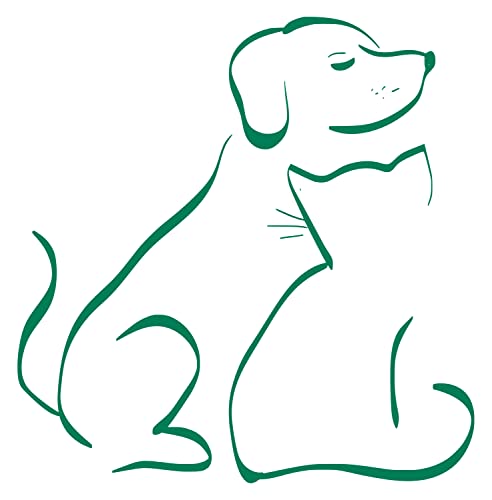 Wandtattoo Hund und Katze Wandaufkleber Lineart Haustiere Aufkleber - Grün, 59cm x 60cm von Happy Calico Design