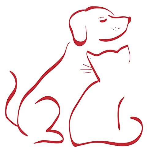 Wandtattoo Hund und Katze Wandaufkleber Lineart Haustiere Aufkleber - Rot, 29cm x 30cm von Happy Calico Design