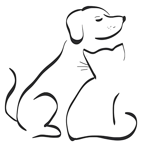 Wandtattoo Hund und Katze Wandaufkleber Lineart Haustiere Aufkleber - Schwarz, 29cm x 30cm von Happy Calico Design