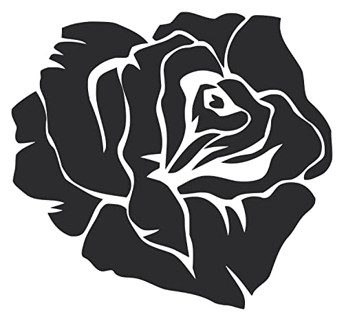 Wandtattoo Rosenblüte Wandaufkleber Rose - Schwarz, 30cm x 28cm von Happy Calico Design