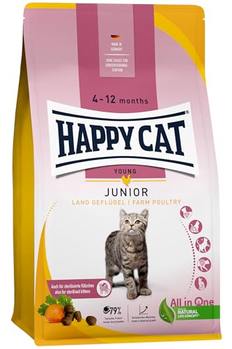 Happy Cat 70540 - Young Junior Land Geflügel - Katzen-Trockenfutter für Jung-Katzen ab dem 4. Monat - 4 kg Inhalt von Happy Cat