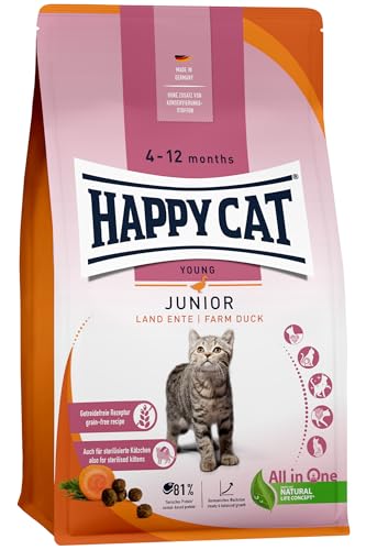 Happy Cat 70544 - Young Junior Land Ente - Katzen-Trockenfutter für Jung-Katzen ab dem 4. Monat - 1,3 kg Inhalt von Happy Cat