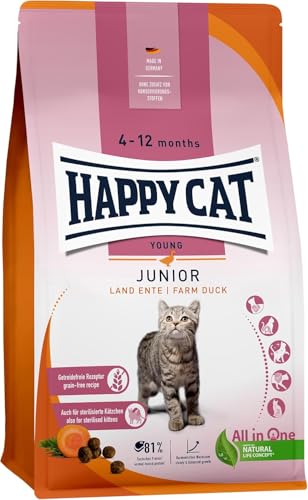 Happy Cat 70545 - Young Junior Land Ente - Katzen-Trockenfutter für Jung-Katzen ab dem 4. Monat - 4 kg Inhalt von Happy Cat