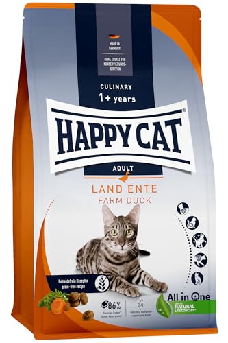 Happy Cat 70566 - Culinary Adult Land Ente - Katzen-Trockenfutter für ausgewachsene Katzen und Kater - 1,3 kg Inhalt von Happy Cat