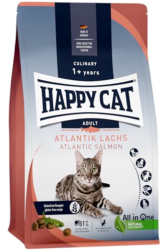 Happy Cat 70553 - Culinary Adult Atlantik Lachs - Katzen-Trockenfutter für ausgewachsene Katzen & Kater - 1,3 kg Inhalt von Happy Cat