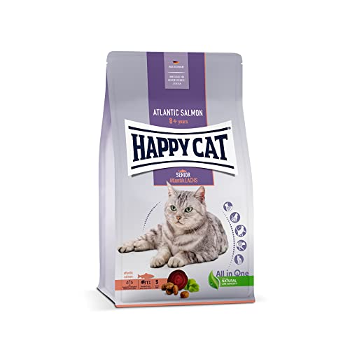 Happy Cat 70611 - Senior Atlantik Lachs - Katzen-Trockenfutter für Katzensenioren ab dem 8. Lebensjahr - 1,3 kg Inhalt von Happy Cat