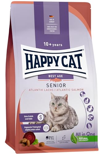 Happy Cat 70612 - Senior Atlantik Lachs - Katzen-Trockenfutter für Katzensenioren ab dem 8. Lebensjahr - 4 kg Inhalt von Happy Cat